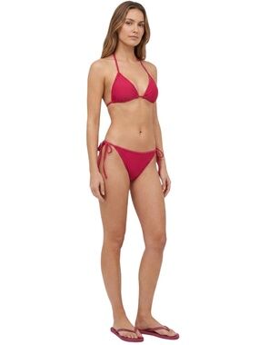 boohoo Triangle Tie Side String Bikini Rose Pink Adjustable Lined